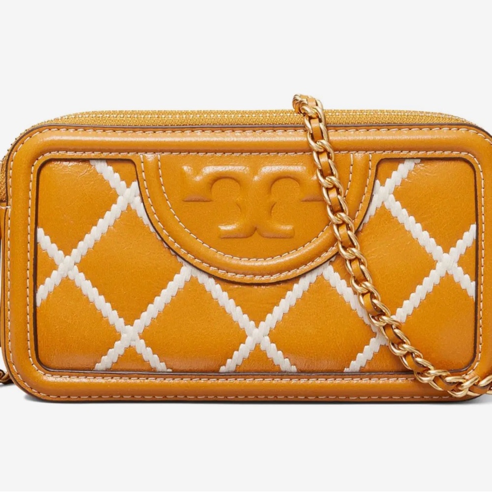 Tory Burch Fleming Pop Quilt Double-Zip Mini Bag